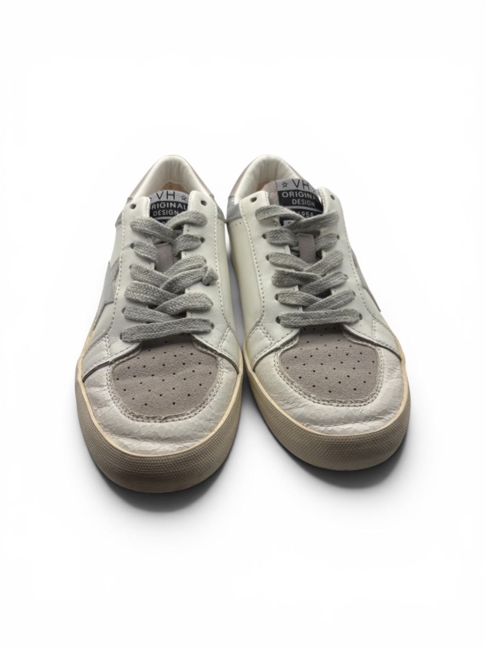 Vintage Havana Kenna Sneaker Womens metallic Silver Star White Leather - Picture 5 of 8